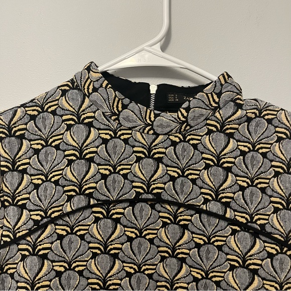 Zara • metallic asian style paisley brocade print short sleeve mini dress - Picture 11 of 16